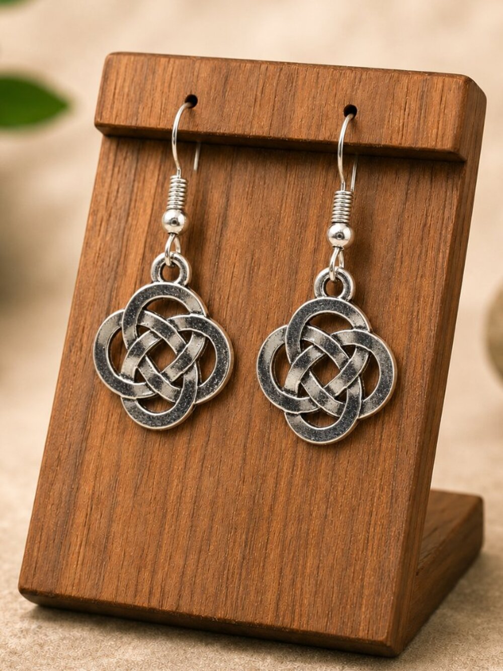 Silver Celtic Eternity Knot Drop Earrings | Handmade